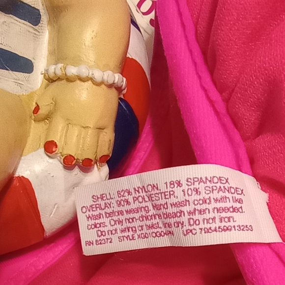 🆕Brand New! High Neck Crochet Overlay & Drawstring Hip Pink Women's Swimsuit 2X - Picture 10 of 11